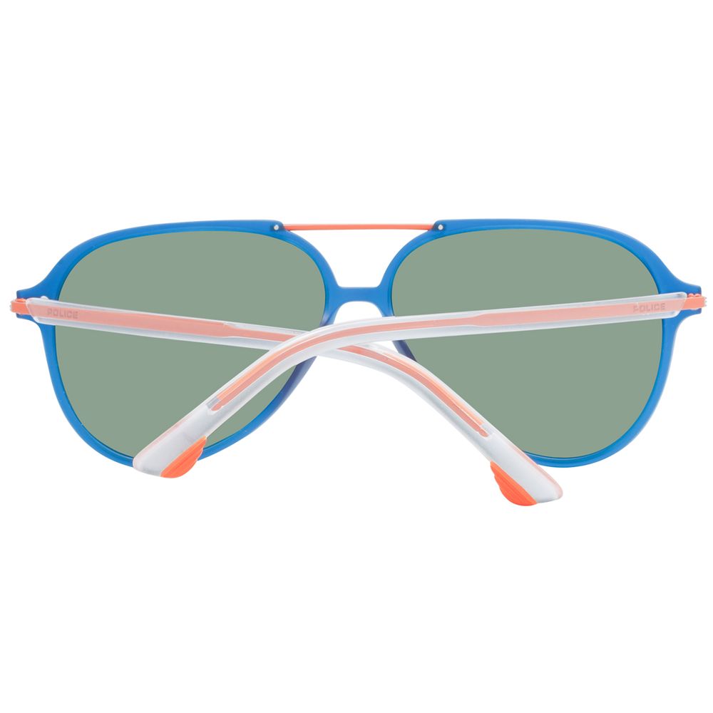 Police Blue Men's Sunglasses – Stylish Aviator with Green Polarized Lenses