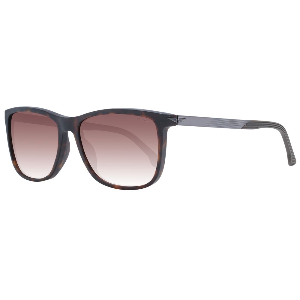 Police Men's Brown Square Sunglasses with Gradient Lenses, 57mm