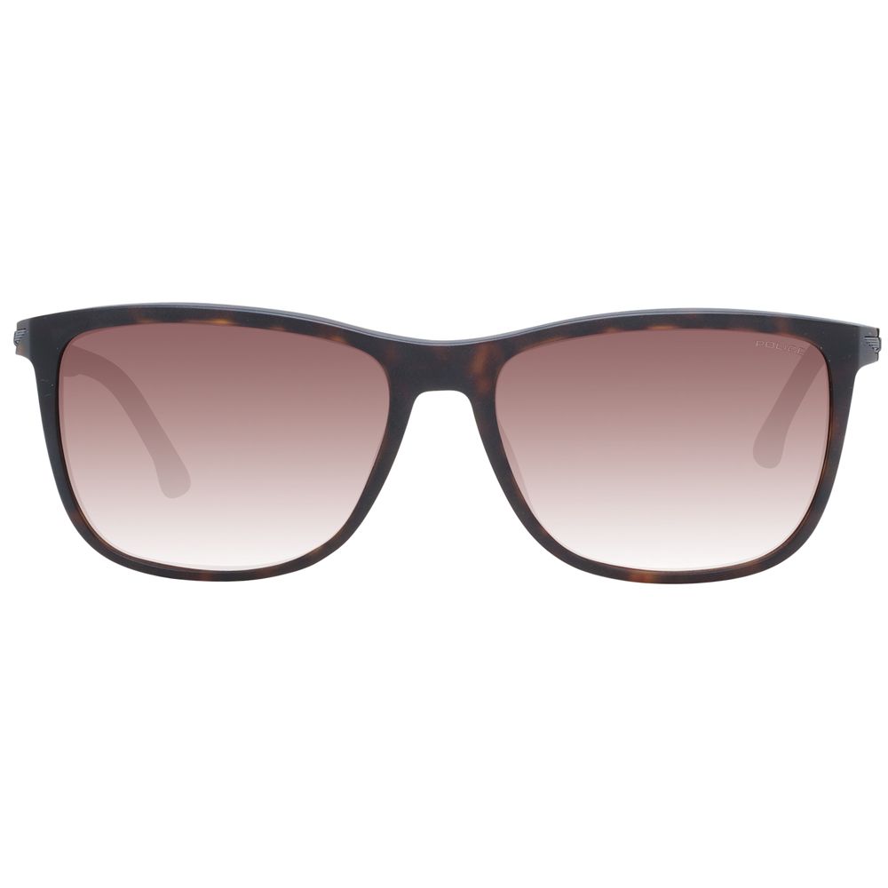 Police Men's Brown Square Sunglasses with Gradient Lenses, 57mm