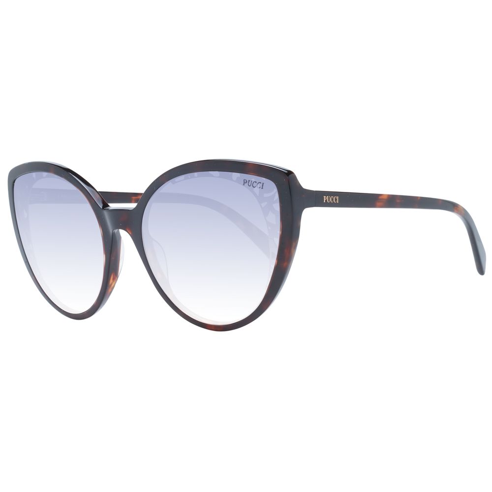 Emilio Pucci Women's Sunglasses – Brown Cat Eye Frame with Blue Gradient Lenses, 58mm