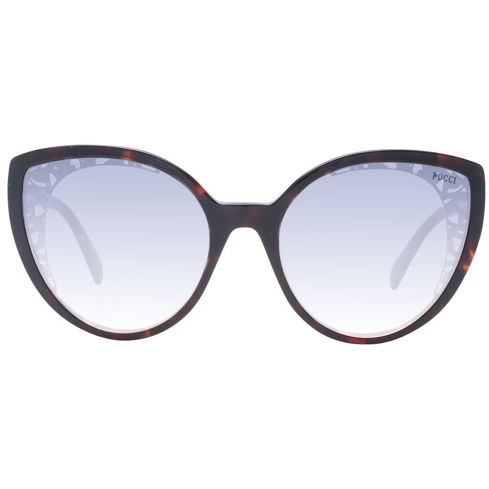 Emilio Pucci Women's Sunglasses – Brown Cat Eye Frame with Blue Gradient Lenses, 58mm