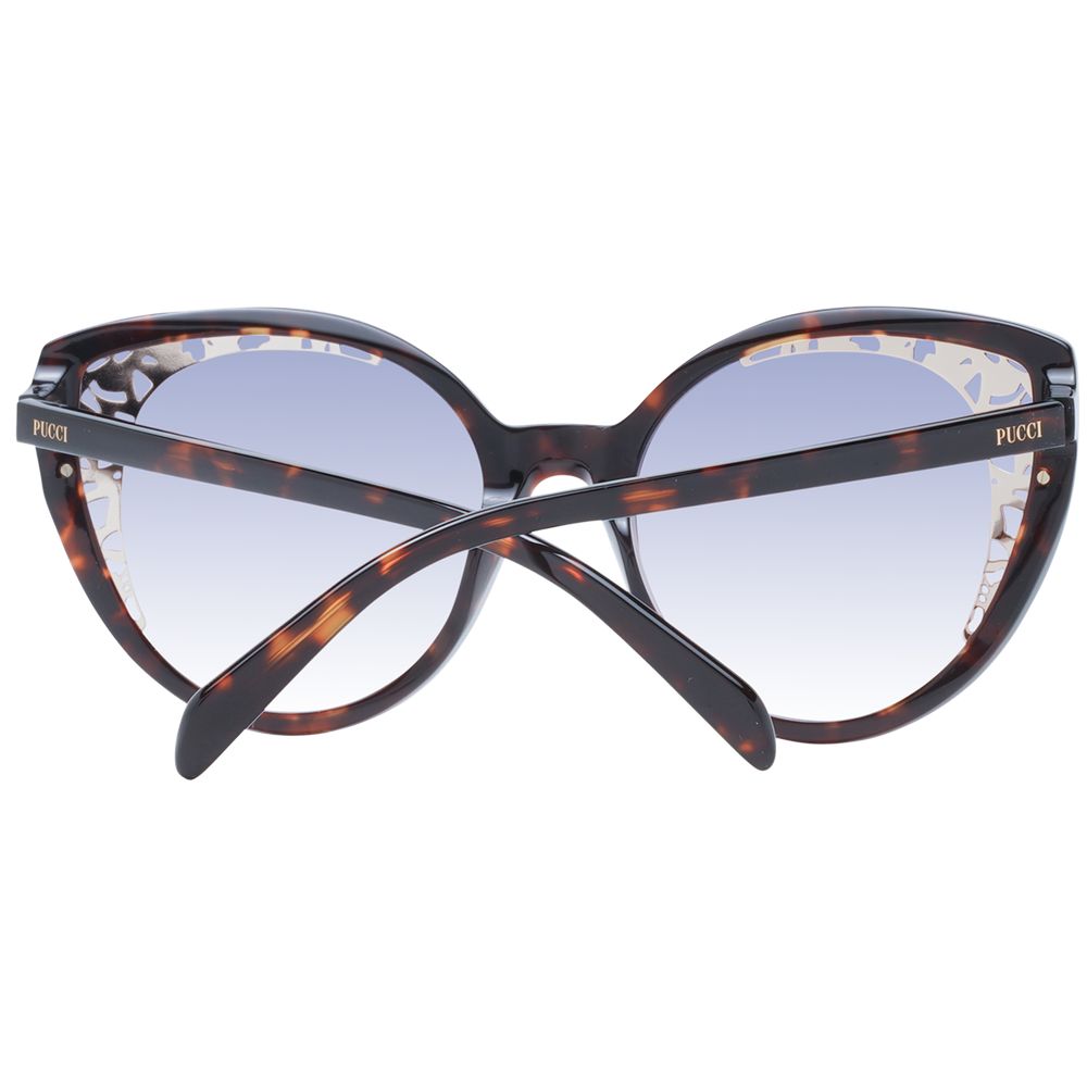 Emilio Pucci Women's Sunglasses – Brown Cat Eye Frame with Blue Gradient Lenses, 58mm