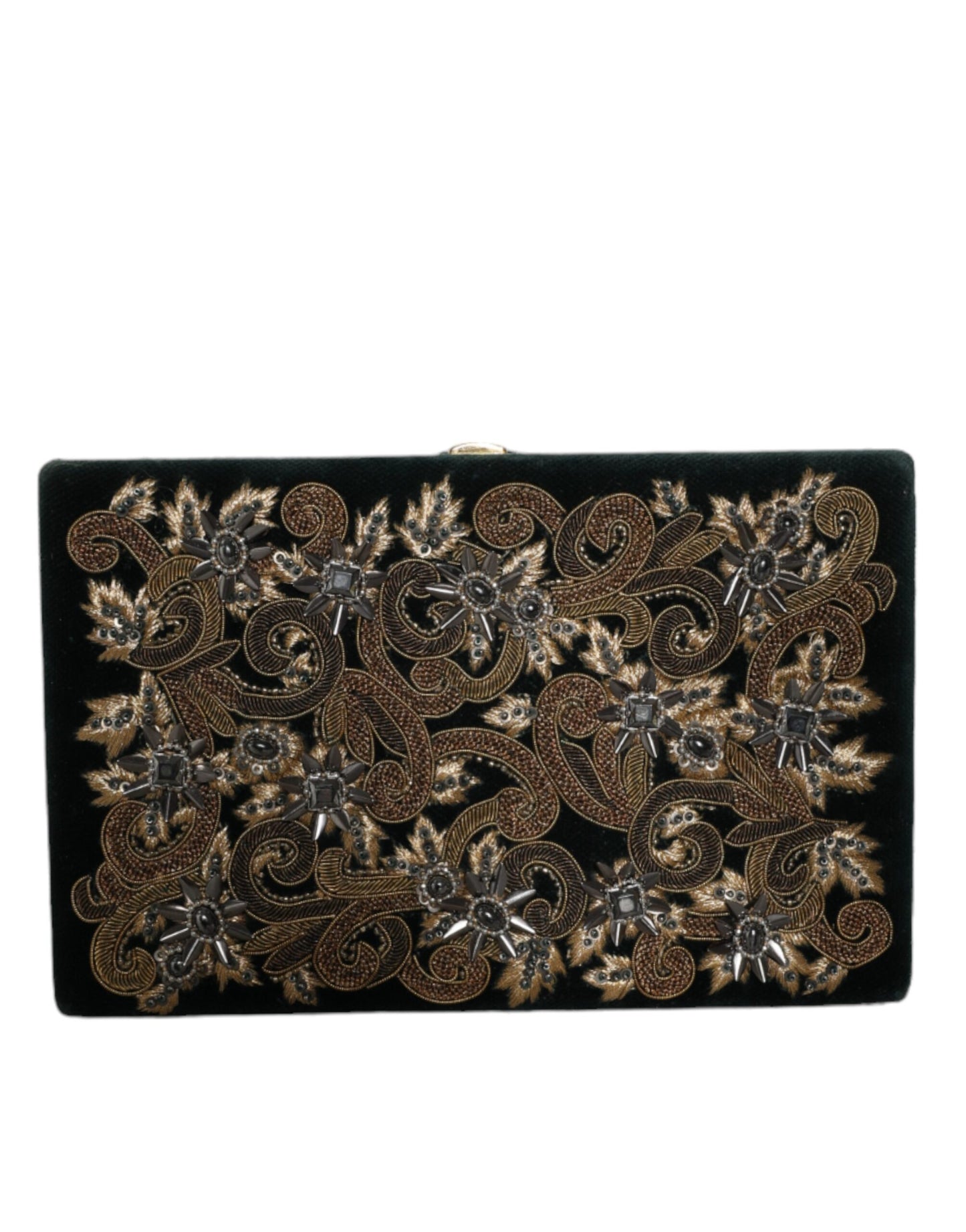 - Black Velvet Gold Frame Clutch Evening Party Purse Bag