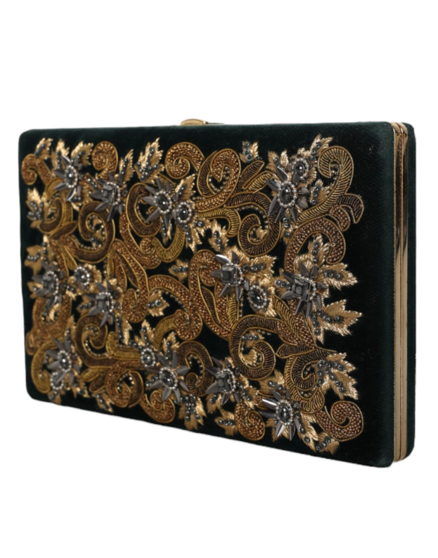 - Black Velvet Gold Frame Clutch Evening Party Purse Bag