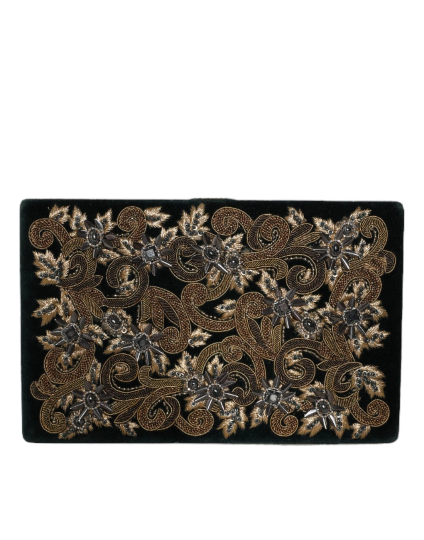 - Black Velvet Gold Frame Clutch Evening Party Purse Bag
