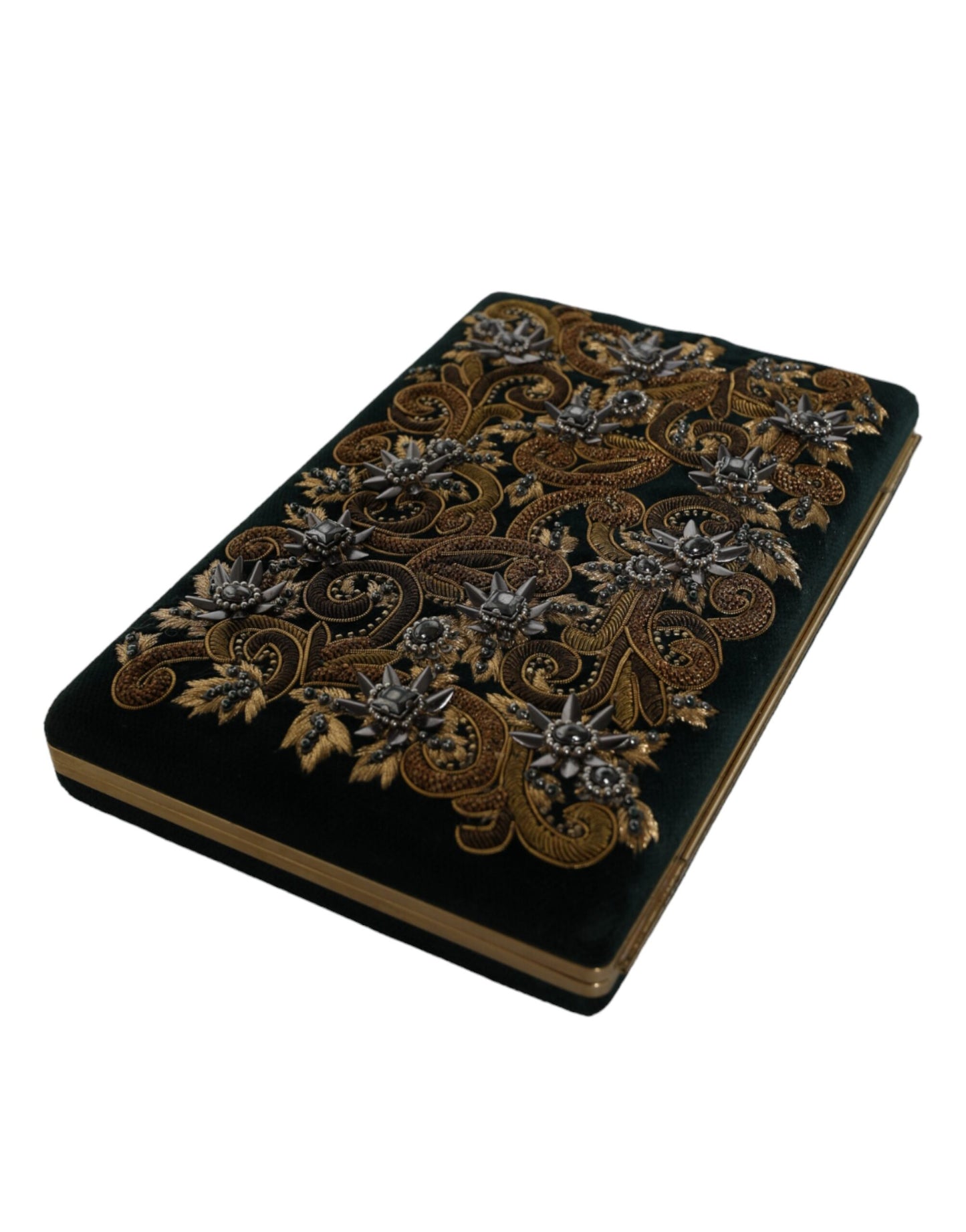 - Black Velvet Gold Frame Clutch Evening Party Purse Bag