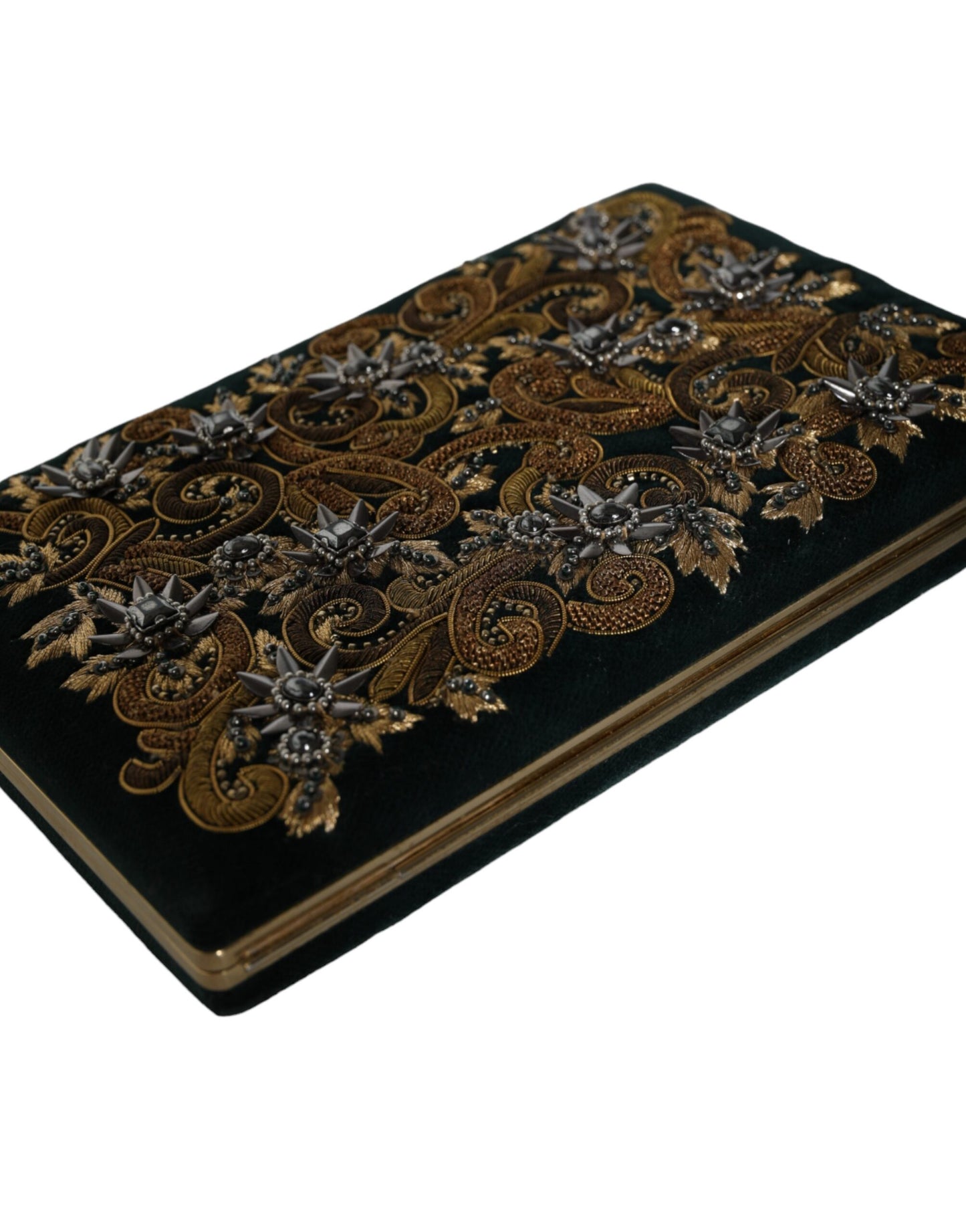 - Black Velvet Gold Frame Clutch Evening Party Purse Bag