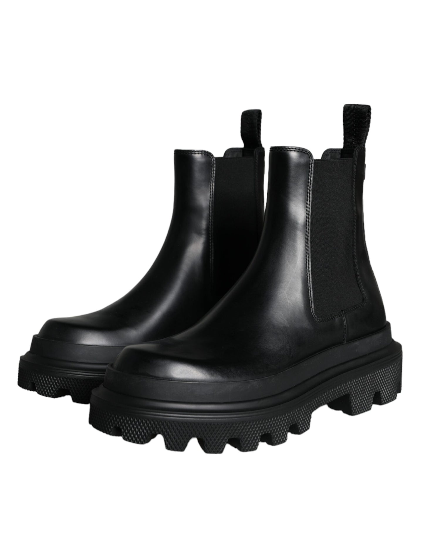 - Black Leather Slip On Stretch Trekking Boots Shoes