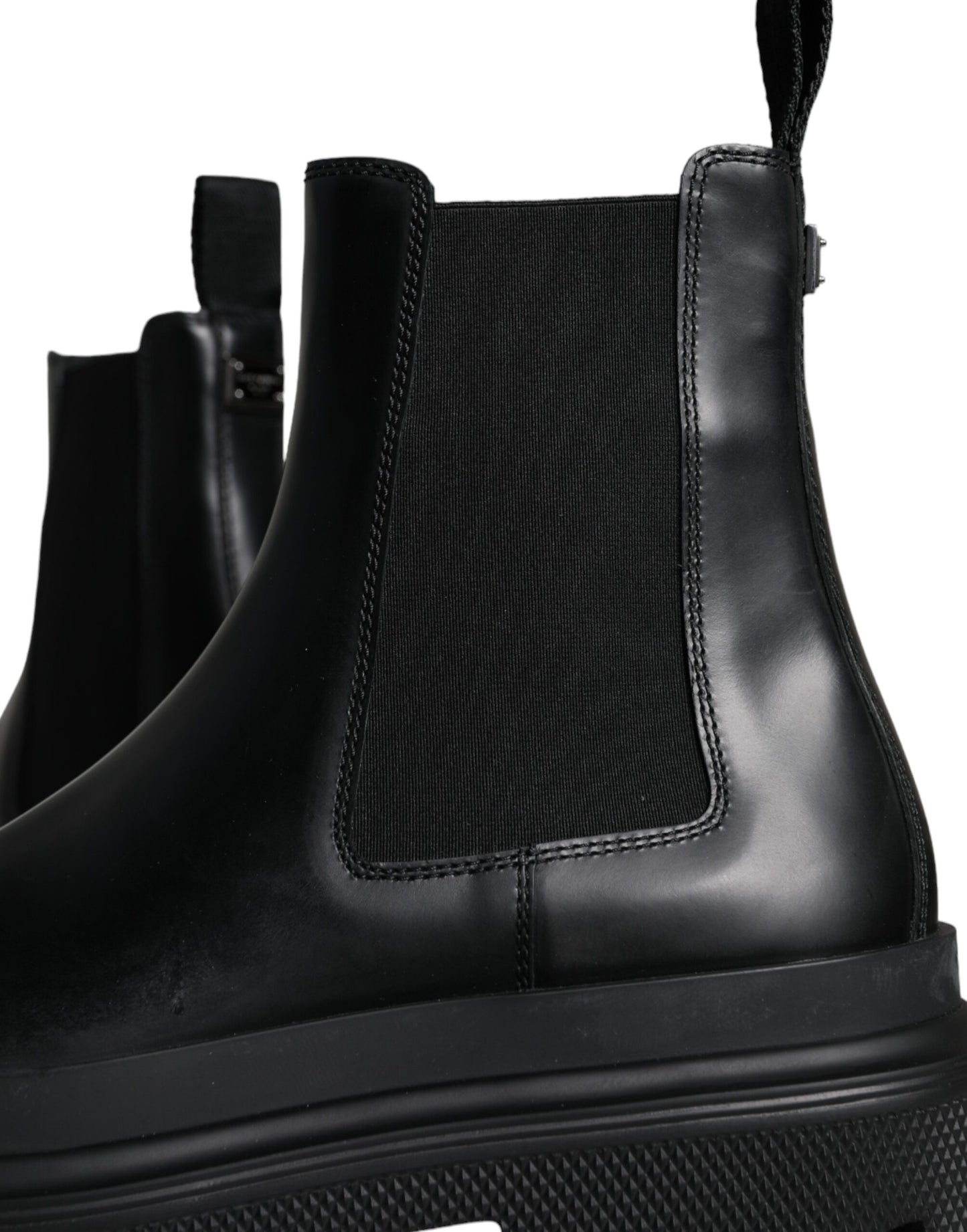 - Black Leather Slip On Stretch Trekking Boots Shoes