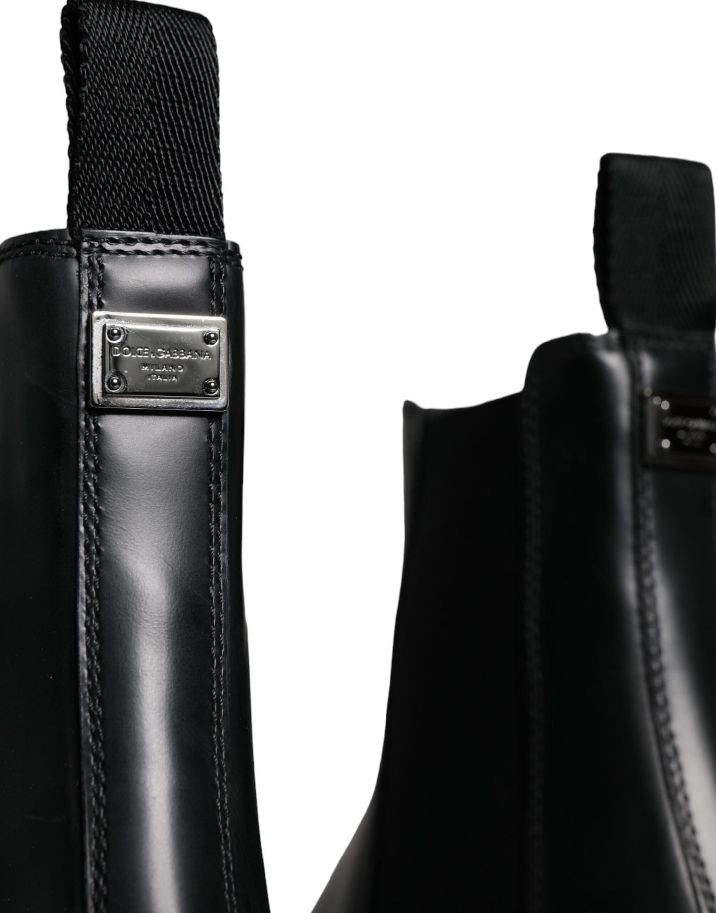 - Black Leather Slip On Stretch Trekking Boots Shoes