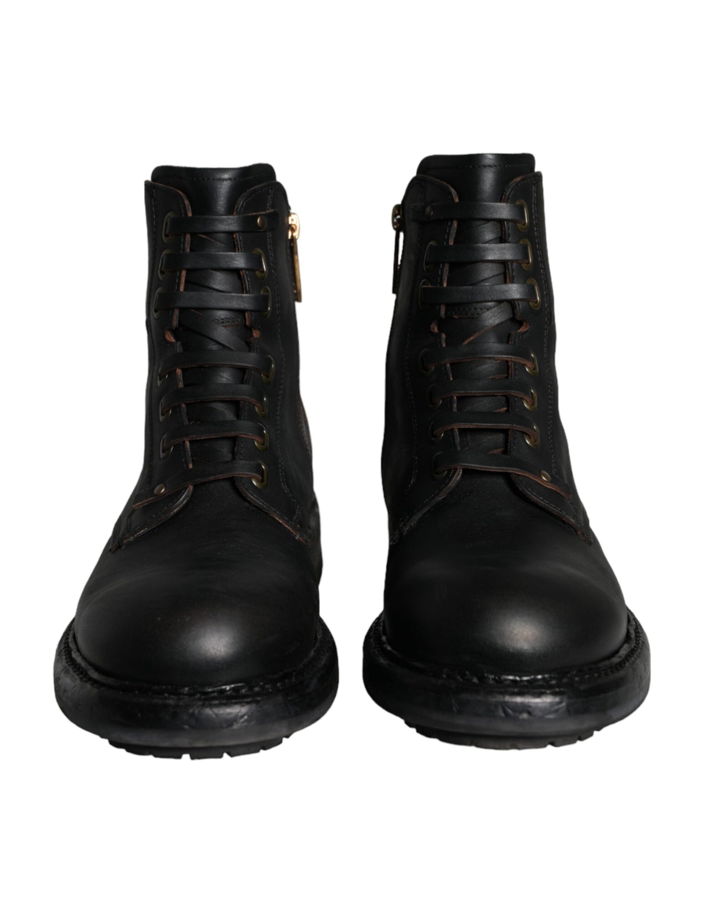 - Black Lace Up Mid Calf Boots Men Shoes