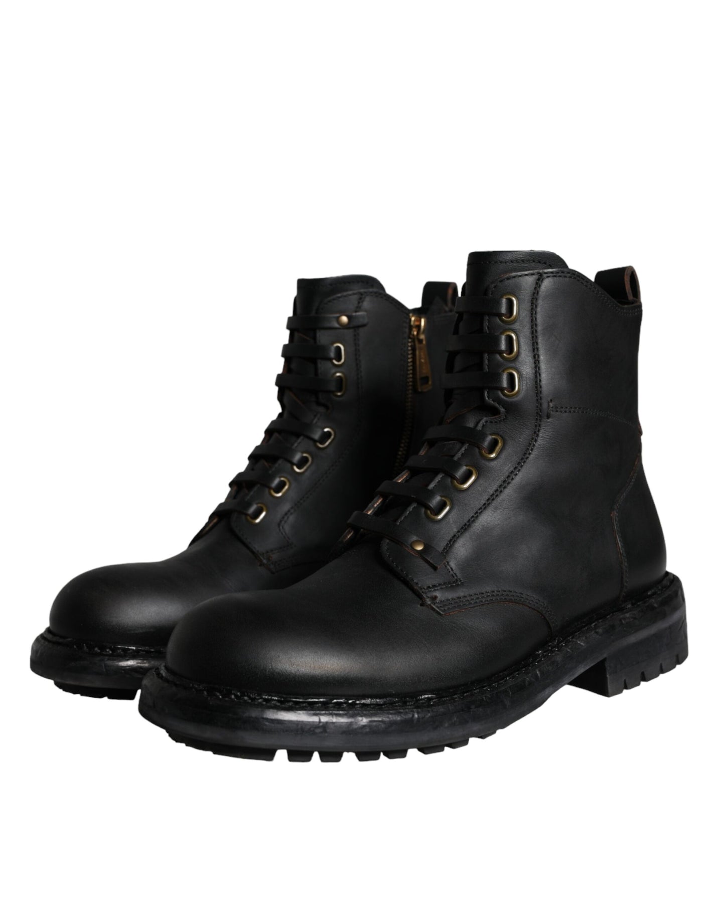 - Black Lace Up Mid Calf Boots Men Shoes