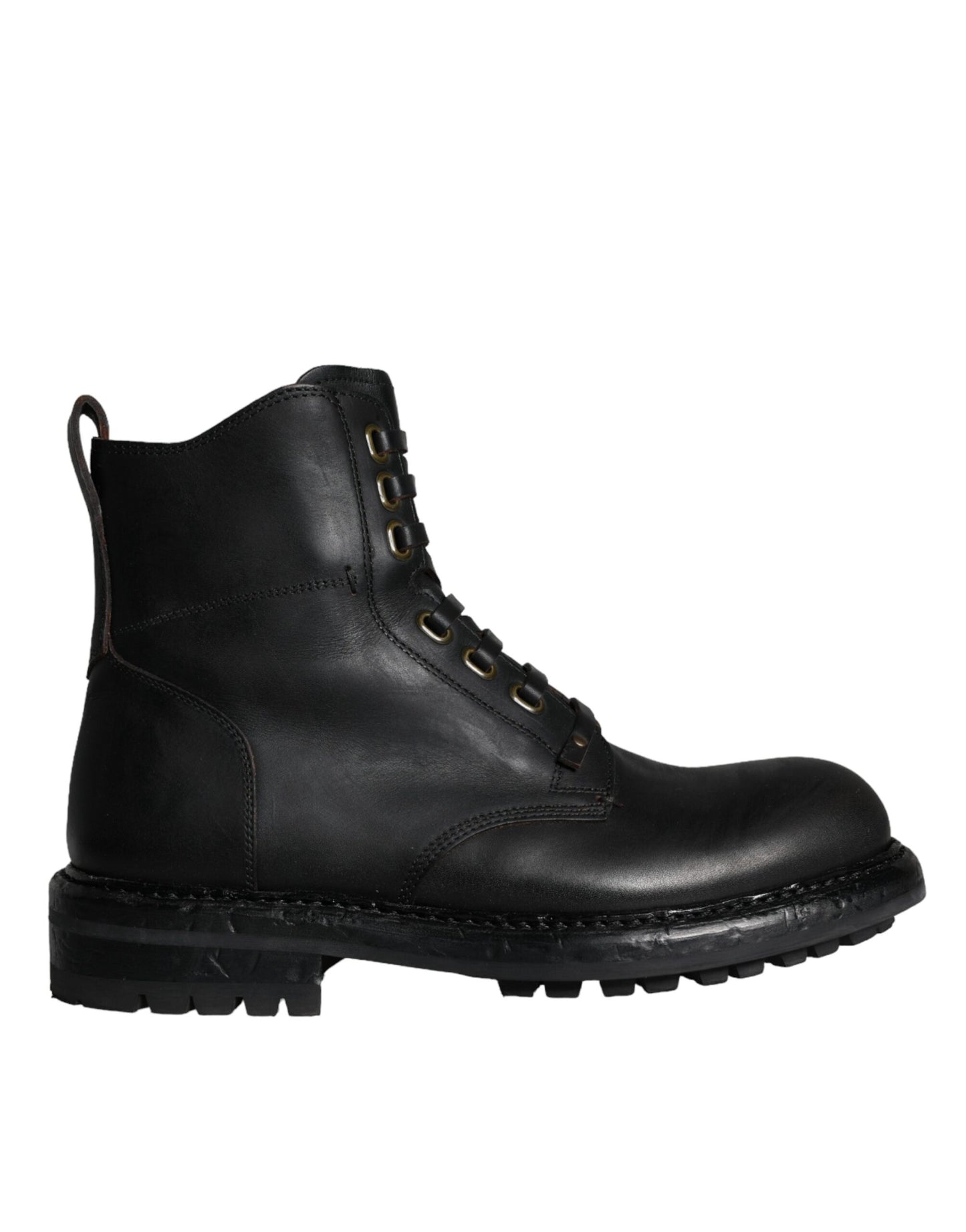 - Black Lace Up Mid Calf Boots Men Shoes