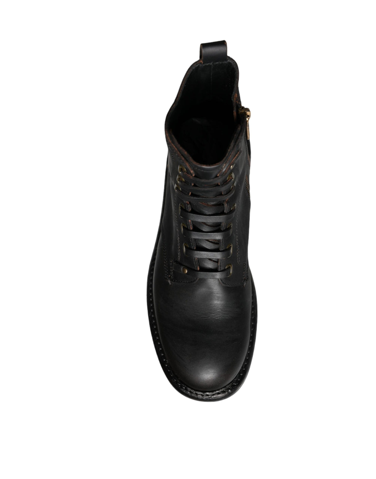 Dolce & Gabbana Black Lace Up Mid Calf Boots for Men