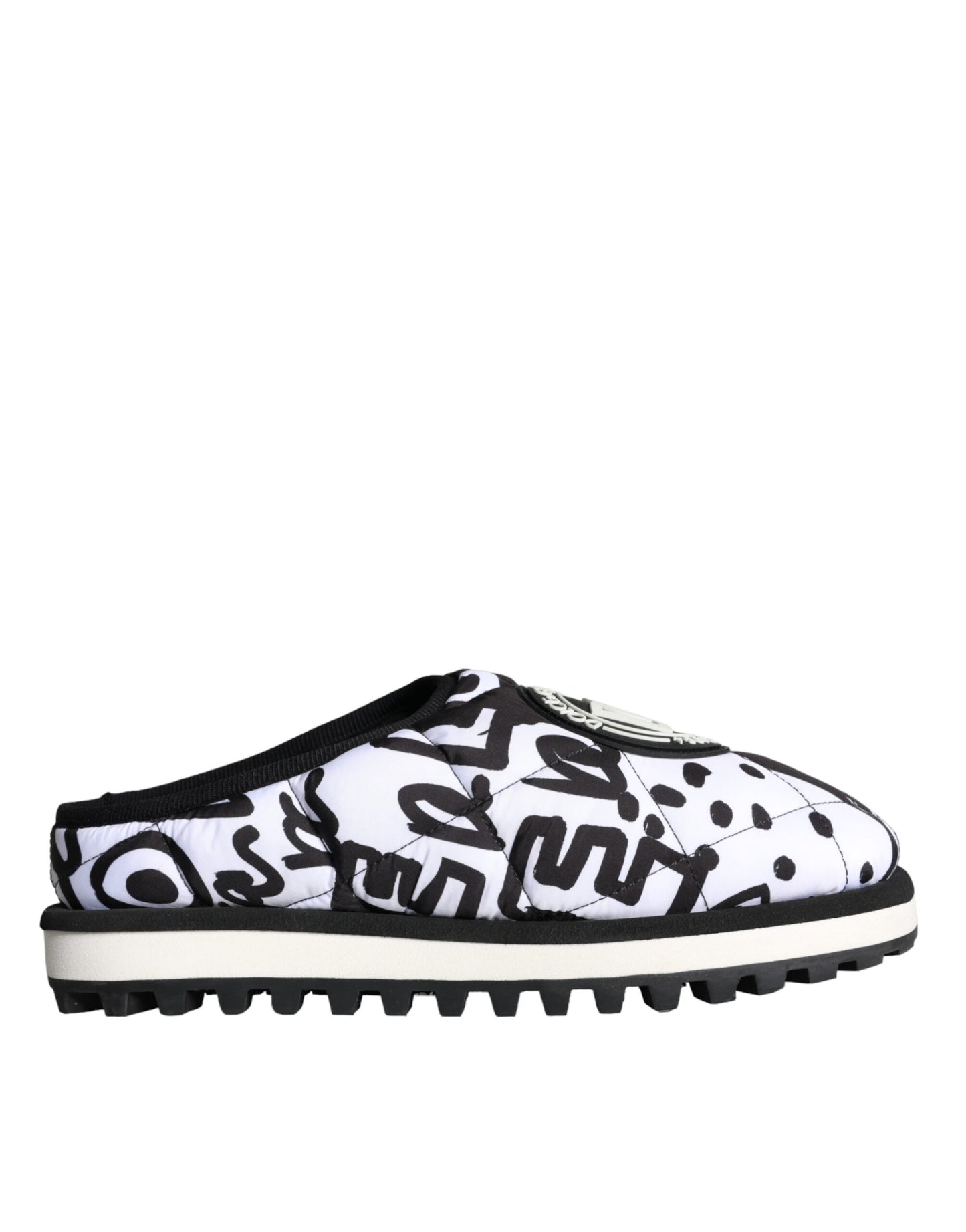 - Black White Quilted Logo Sandals Slides Shoes