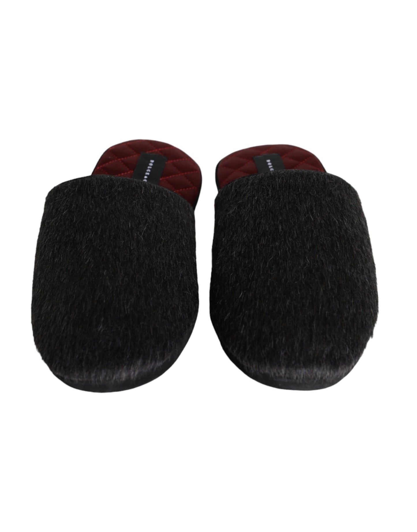 - Black Faux Fur Slides Slippers Slip On Shoes