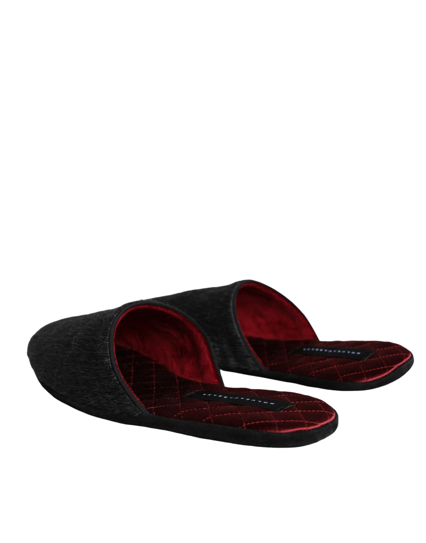 - Black Faux Fur Slides Slippers Slip On Shoes