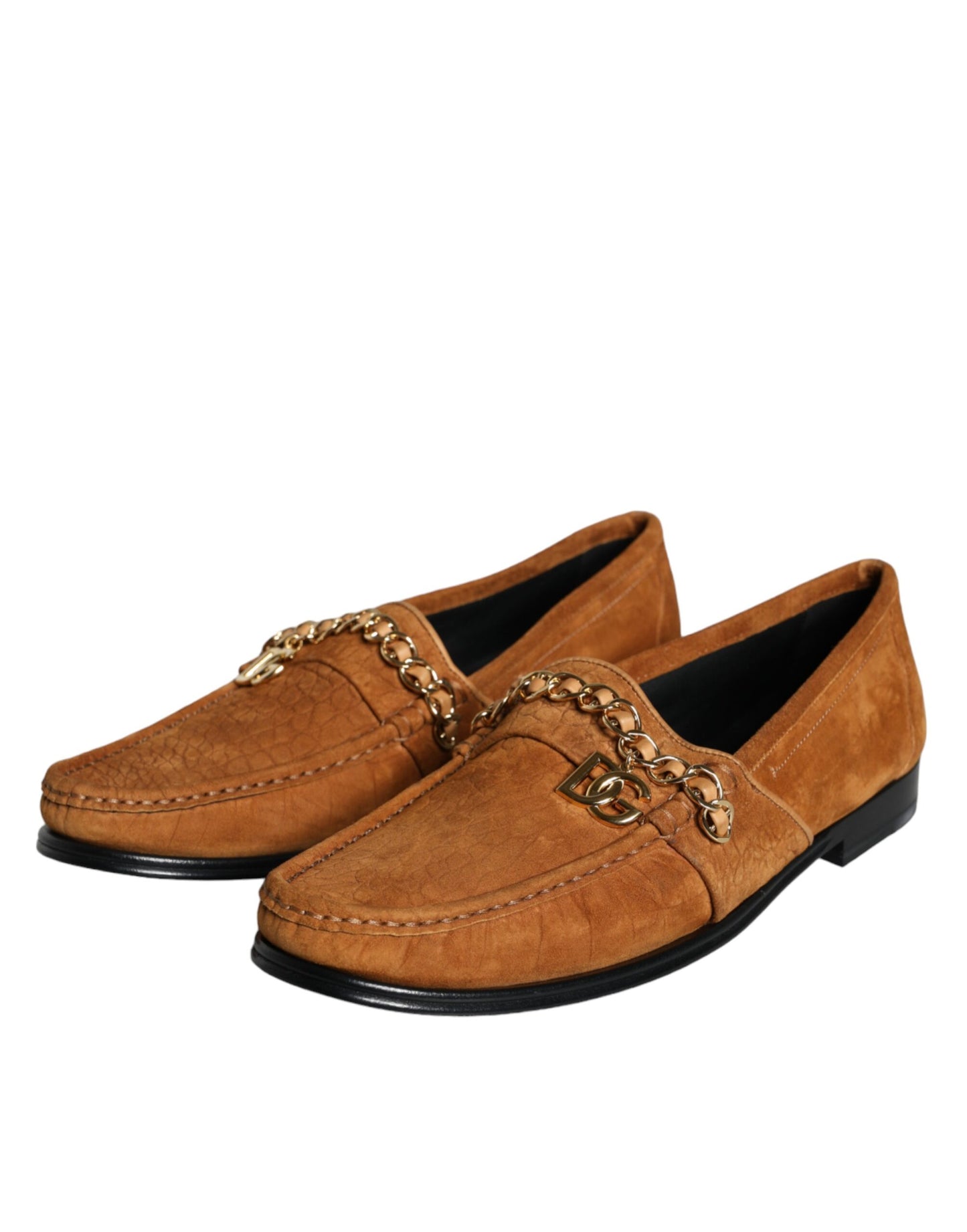 - Brown Velvet Leather Logo Mocassin Slip On Shoes