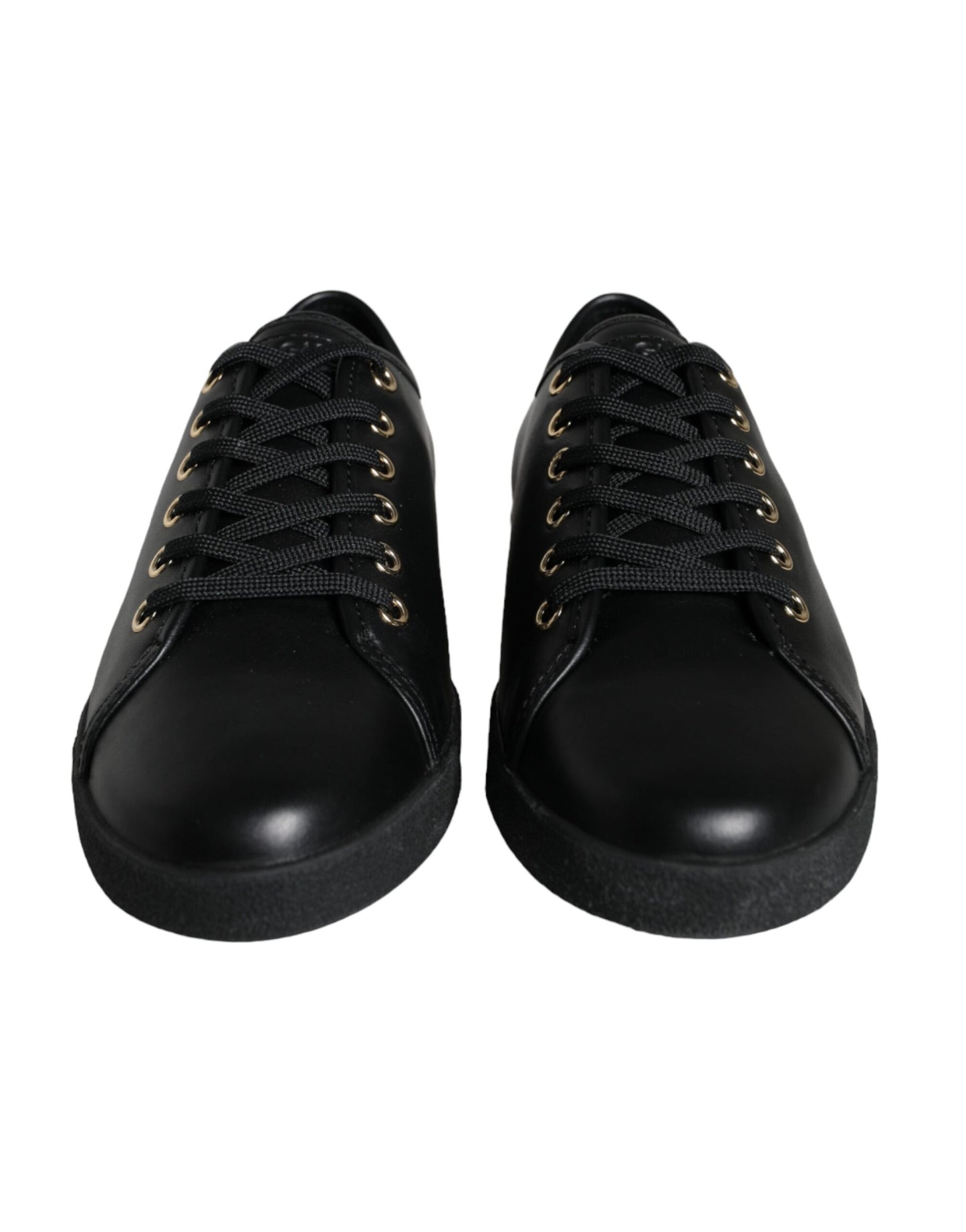 - Black Gold Leather Classic Sneakers Shoes