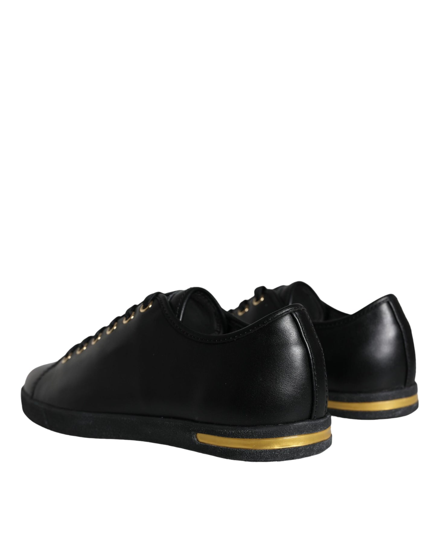 - Black Gold Leather Classic Sneakers Shoes