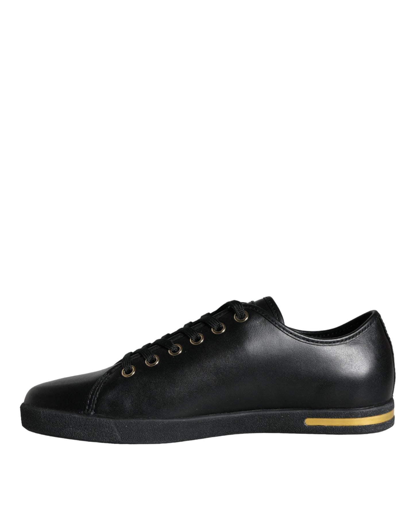 - Black Gold Leather Classic Sneakers Shoes
