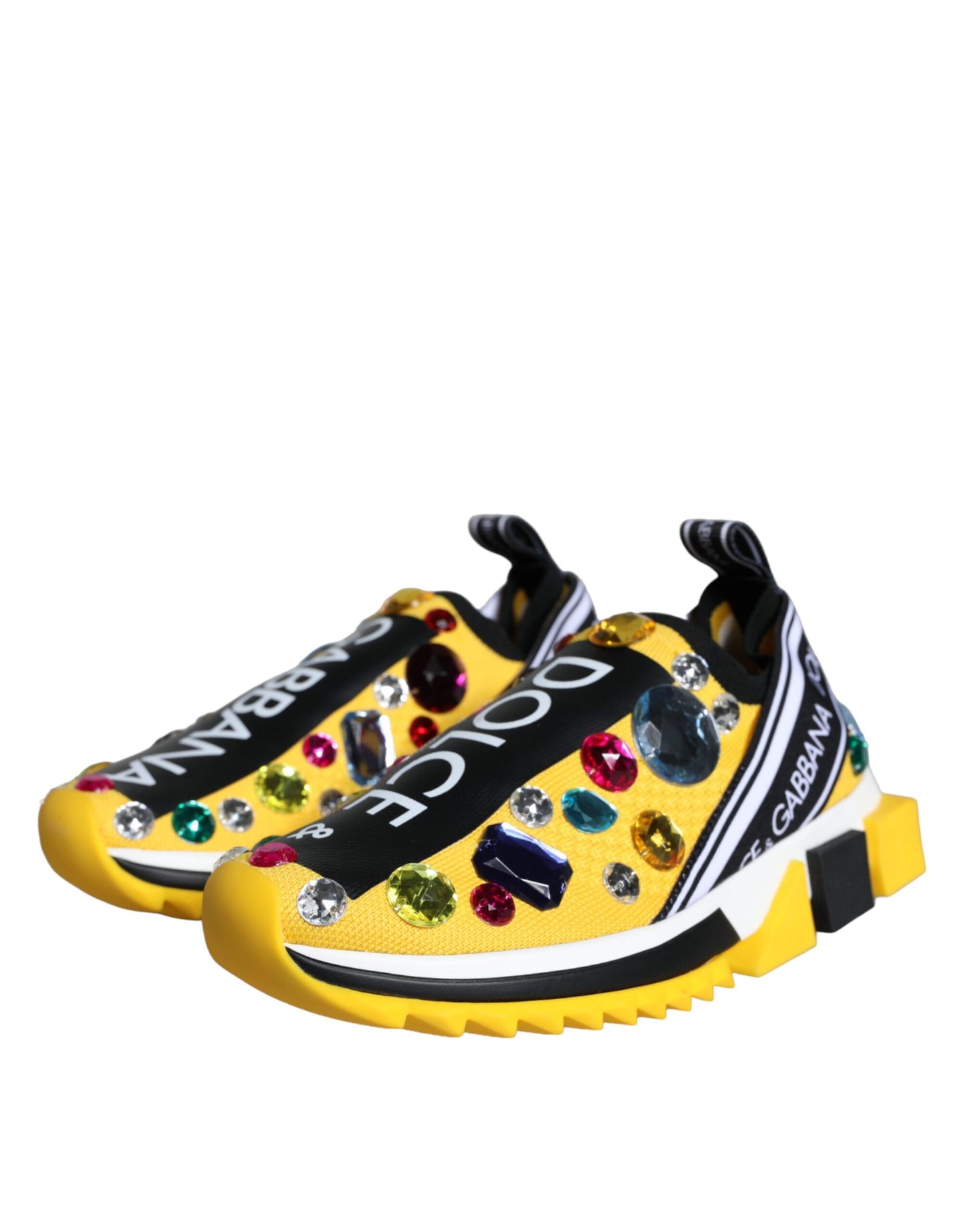 - Yellow Sorrento Crystals Sneakers Womens Shoes