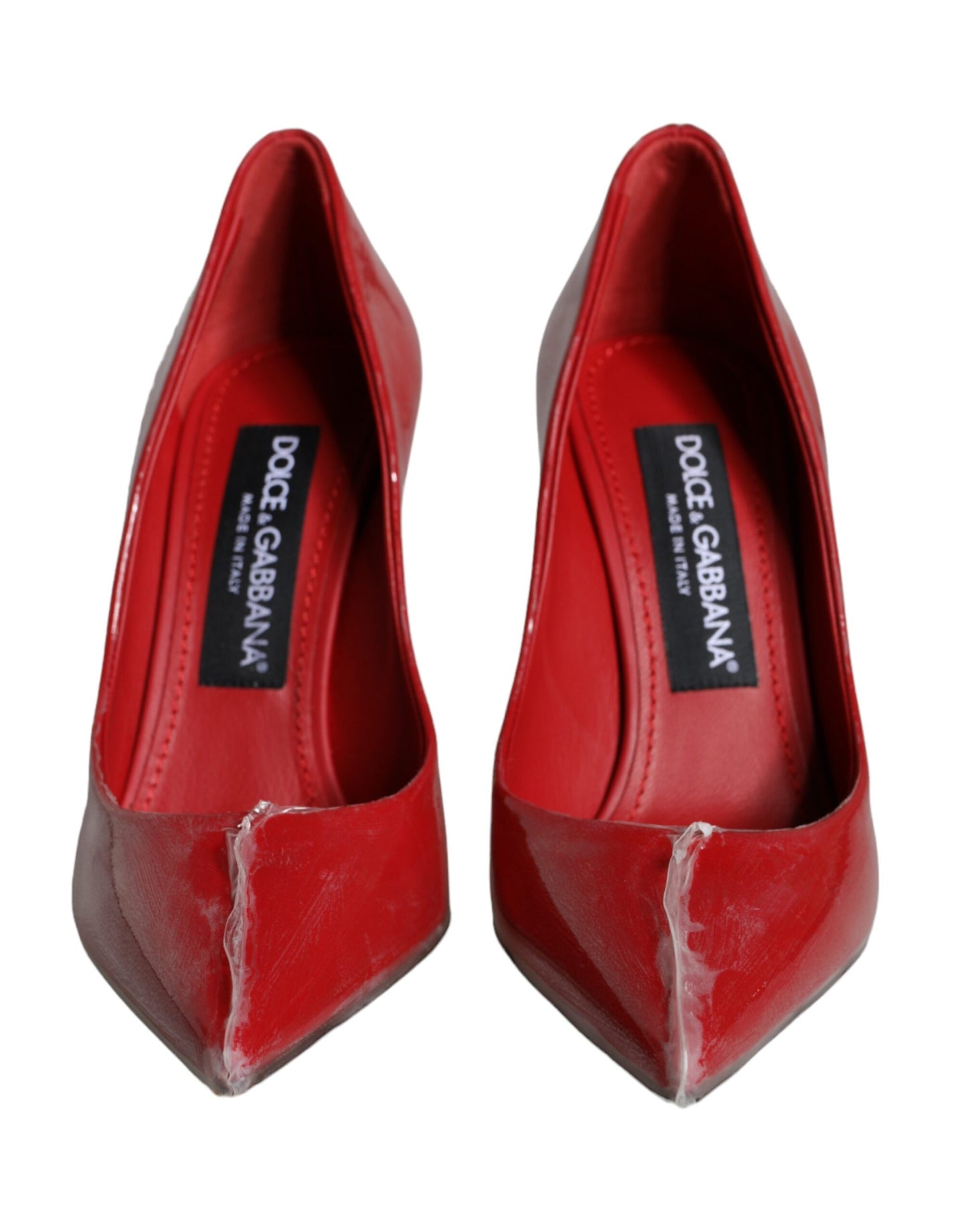 - Red Patent Leather Faux Pearl Heels Pumps Shoes