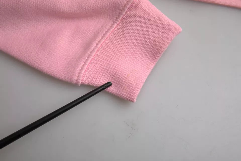 Pink Cotton Logo Print Long Sleeves Pullover Sweater - The Luxe Alliance