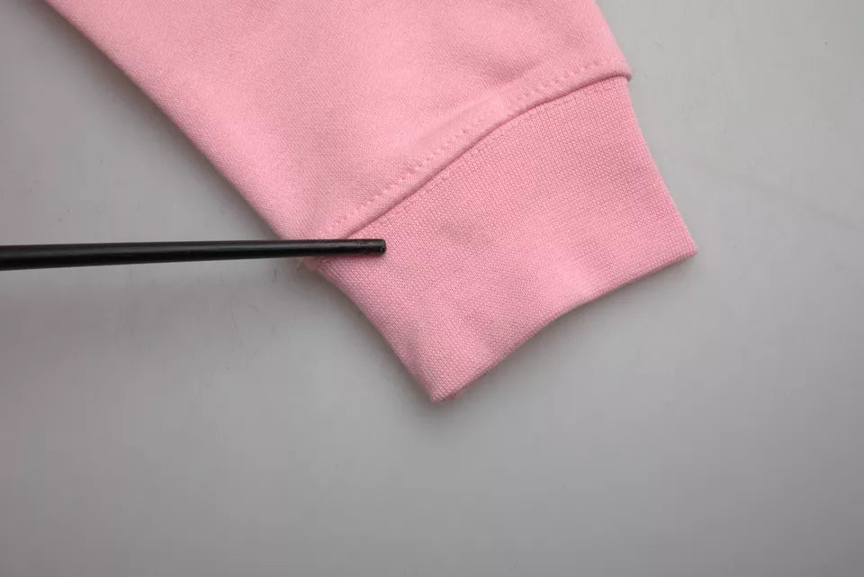 Pink Cotton Logo Print Long Sleeves Pullover Sweater - The Luxe Alliance