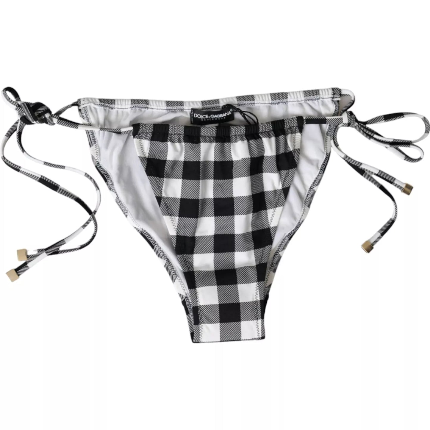 - Black White Check Swimwear Beachwear Bottom Bikini
