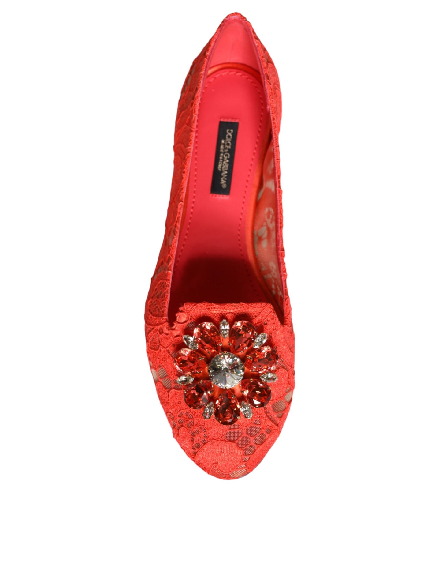 Coral Lace Crystal Ballet Flats Loafers Shoes - The Luxe Alliance
