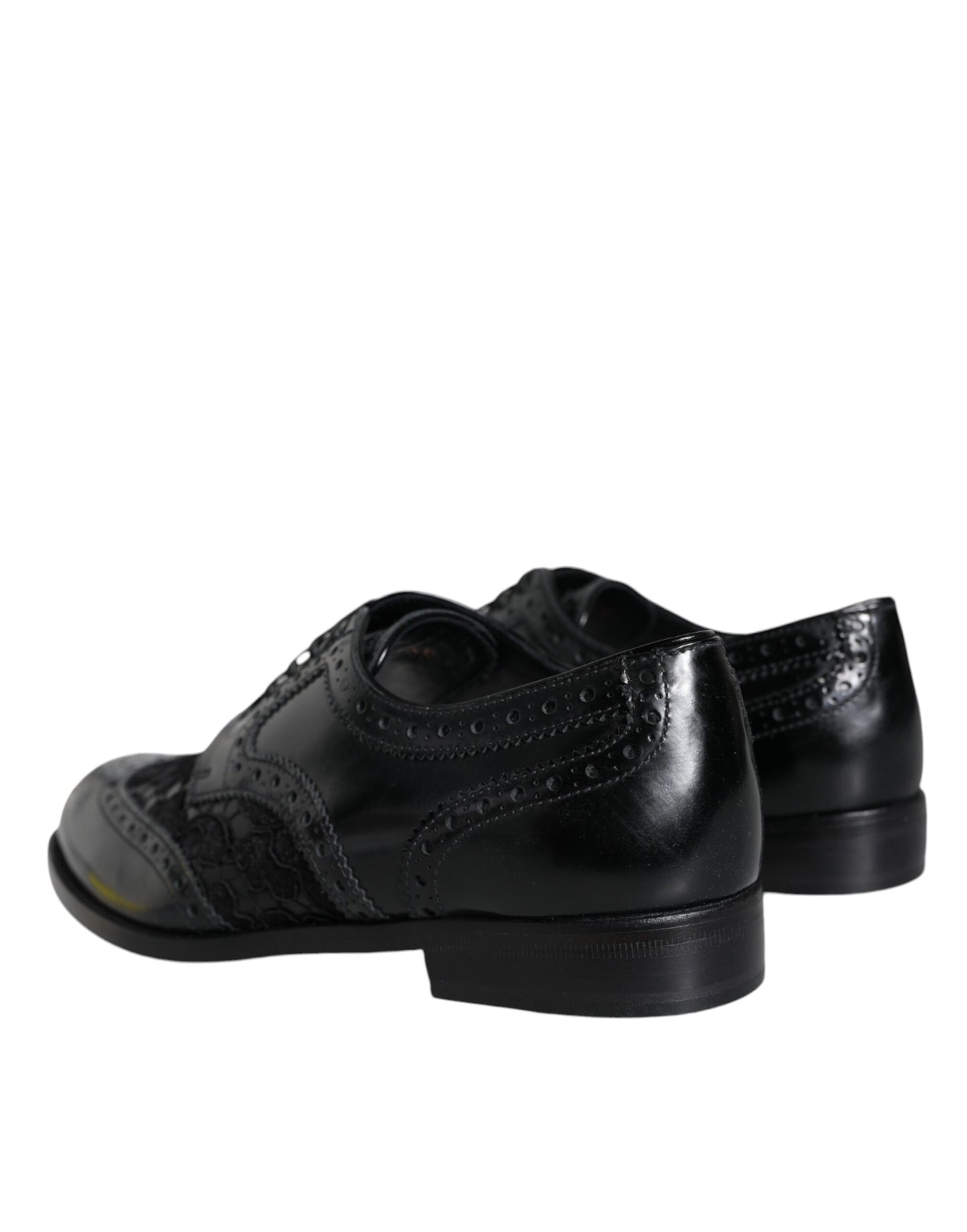 - Black Leather Floral Lace Dress Formal Shoes