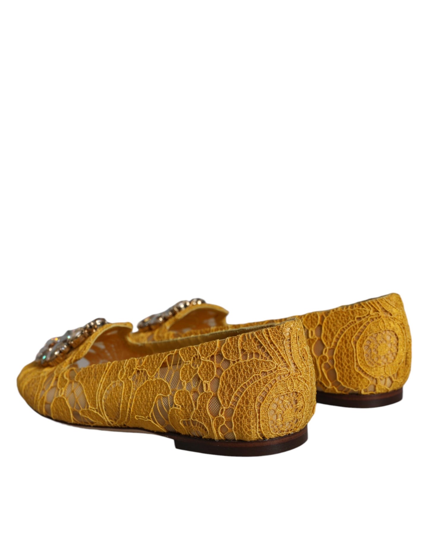 Mustard Lace Crystal Ballet Flats Loafer Shoes - The Luxe Alliance