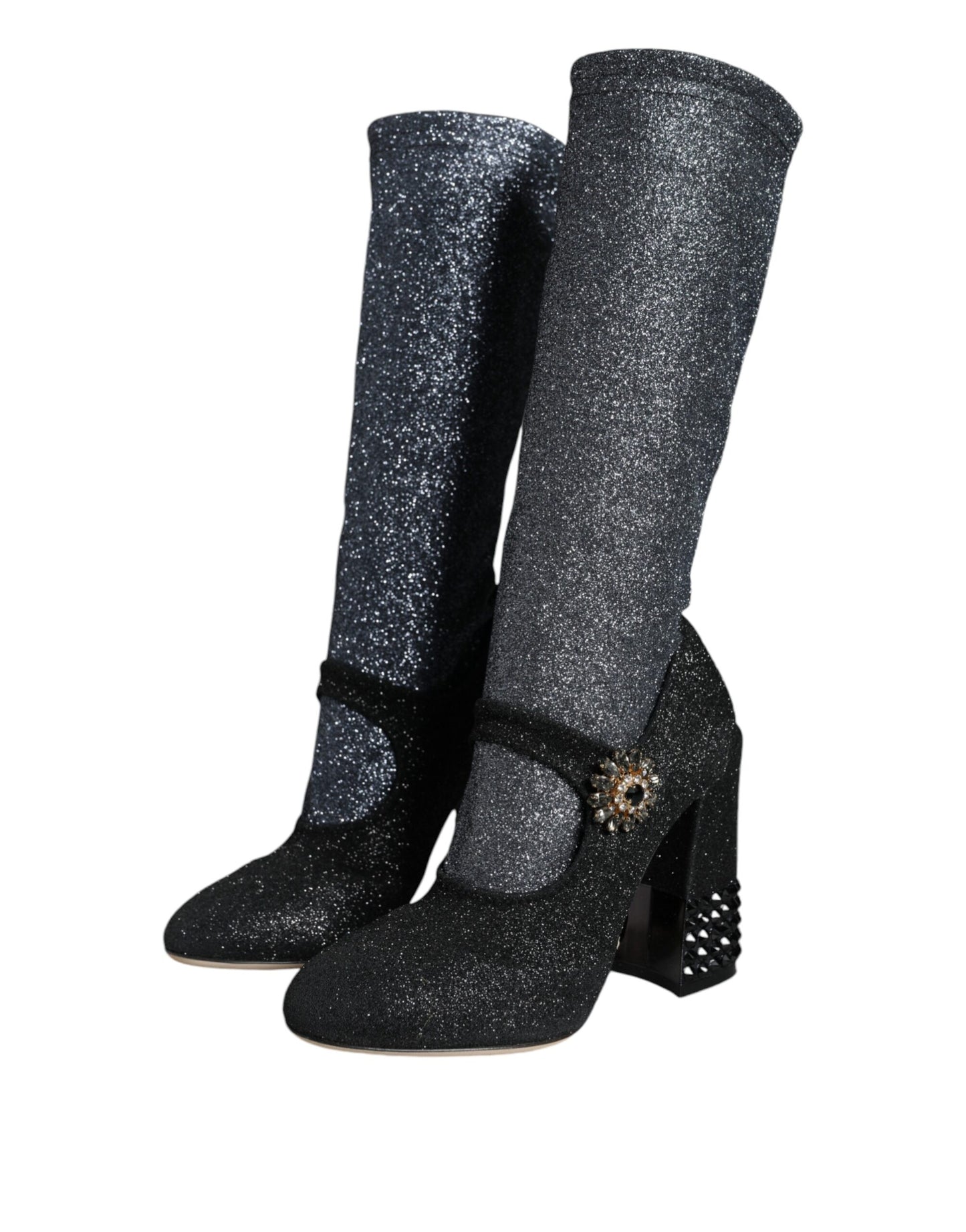 Black Crystal Mary Janes Booties Shoes - The Luxe Alliance