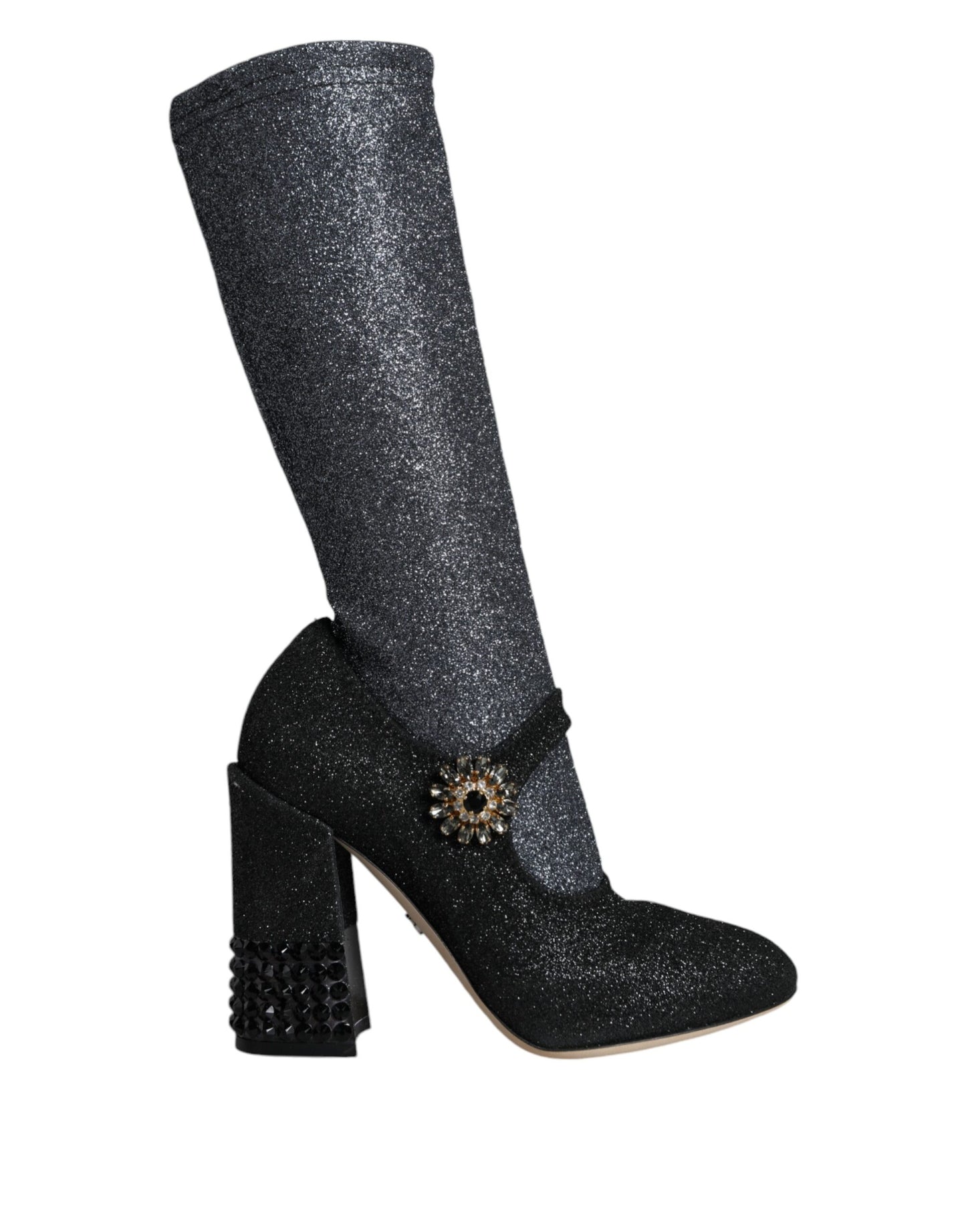 Black Crystal Mary Janes Booties Shoes - The Luxe Alliance