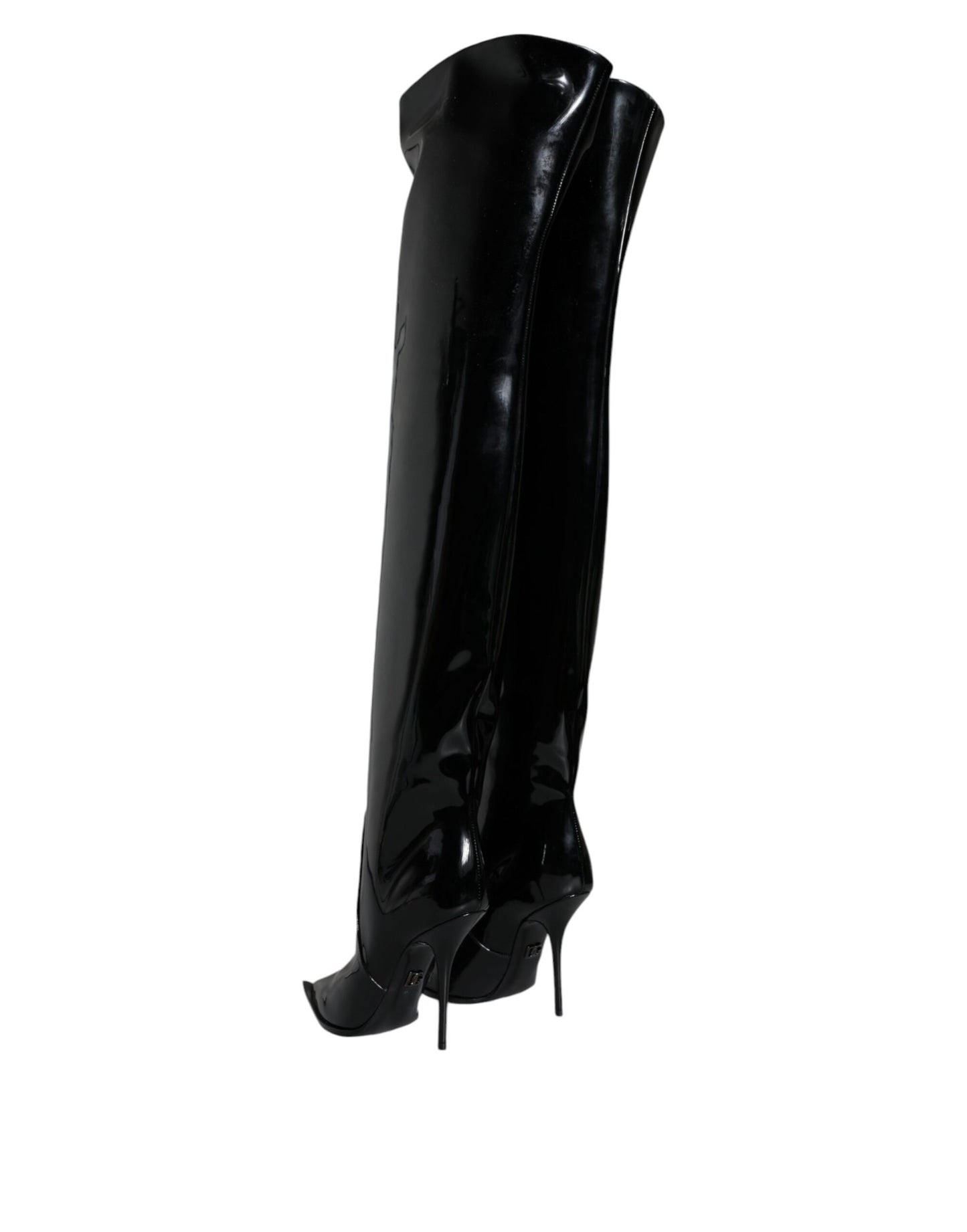 Dolce & Gabbana Black Patent Leather Knee High Boots