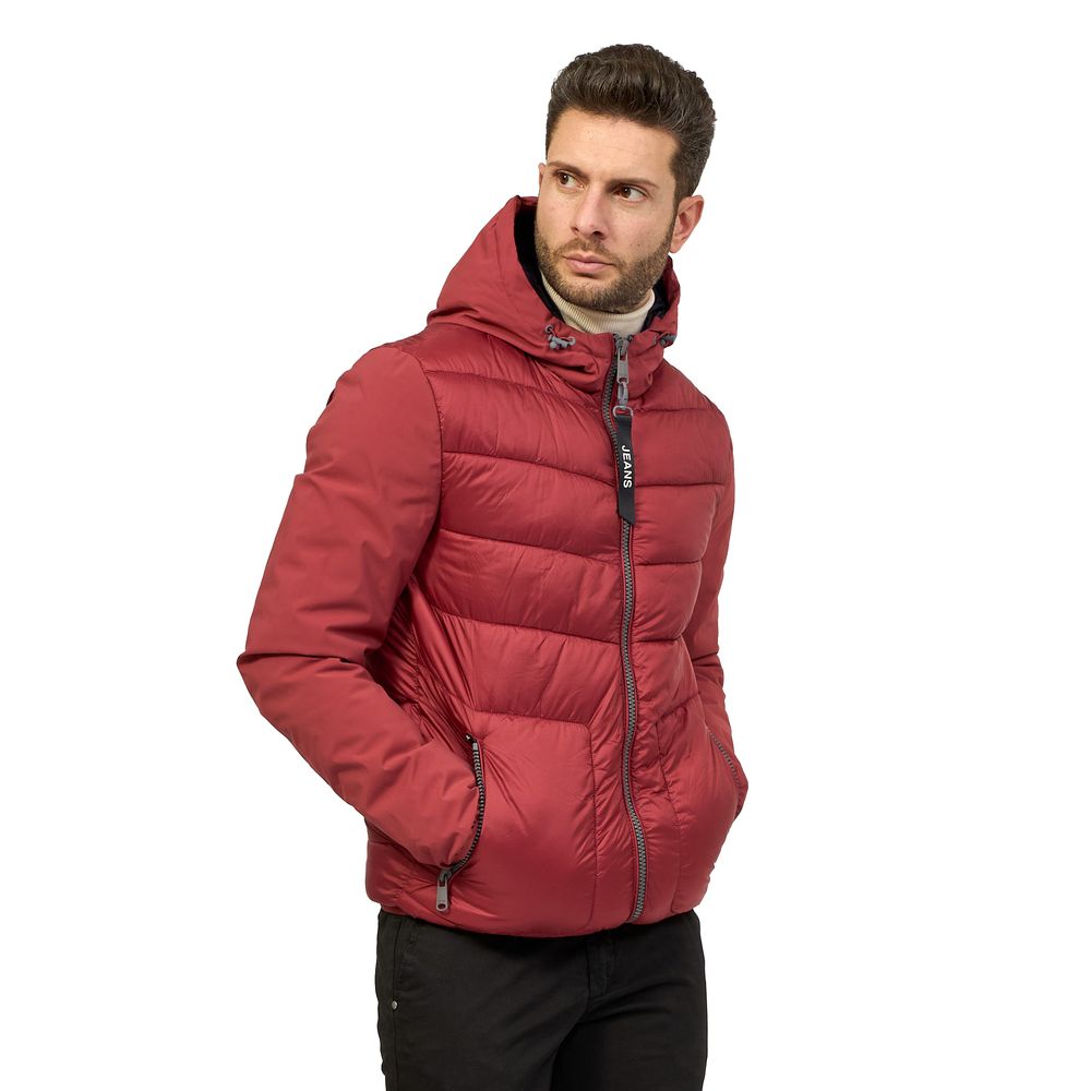 Yes Zee Red Hooded Padded Jacket for Men