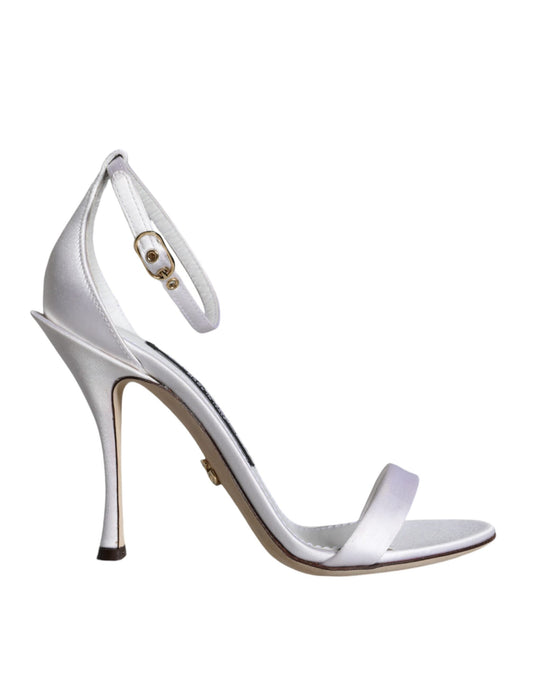 - White KEIRA Heels Ankle Strap Sandals Shoes