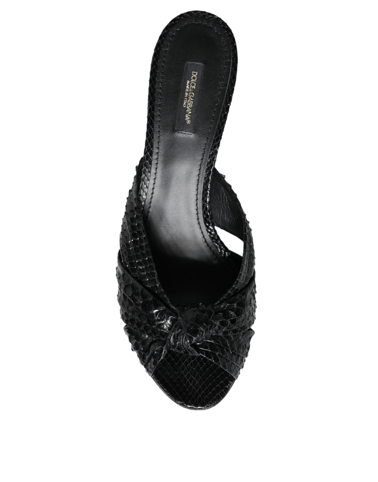Dolce & Gabbana Black Leather Heels Slides Sandals