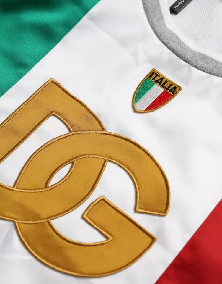 - White Green Sleeveless Top Italian Flag Basket T-shirt