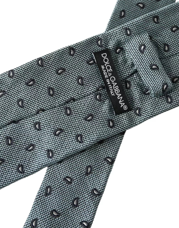 - Green 100% Silk Patterned Adjustable Men Tie
