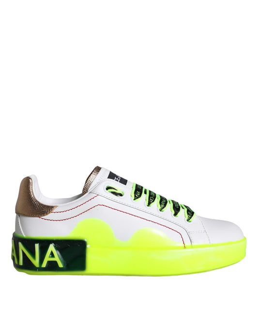 - White Leather Portofino Low Top Sneakers Shoes