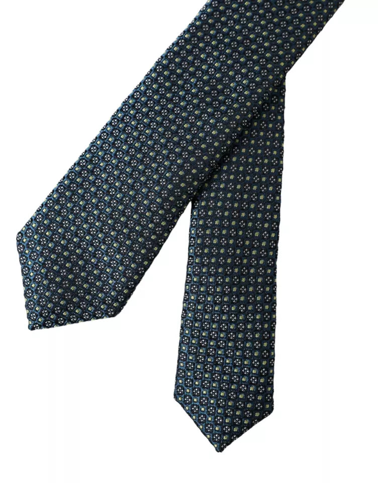 - Green Patterned 100% Silk Adjustable Men Tie
