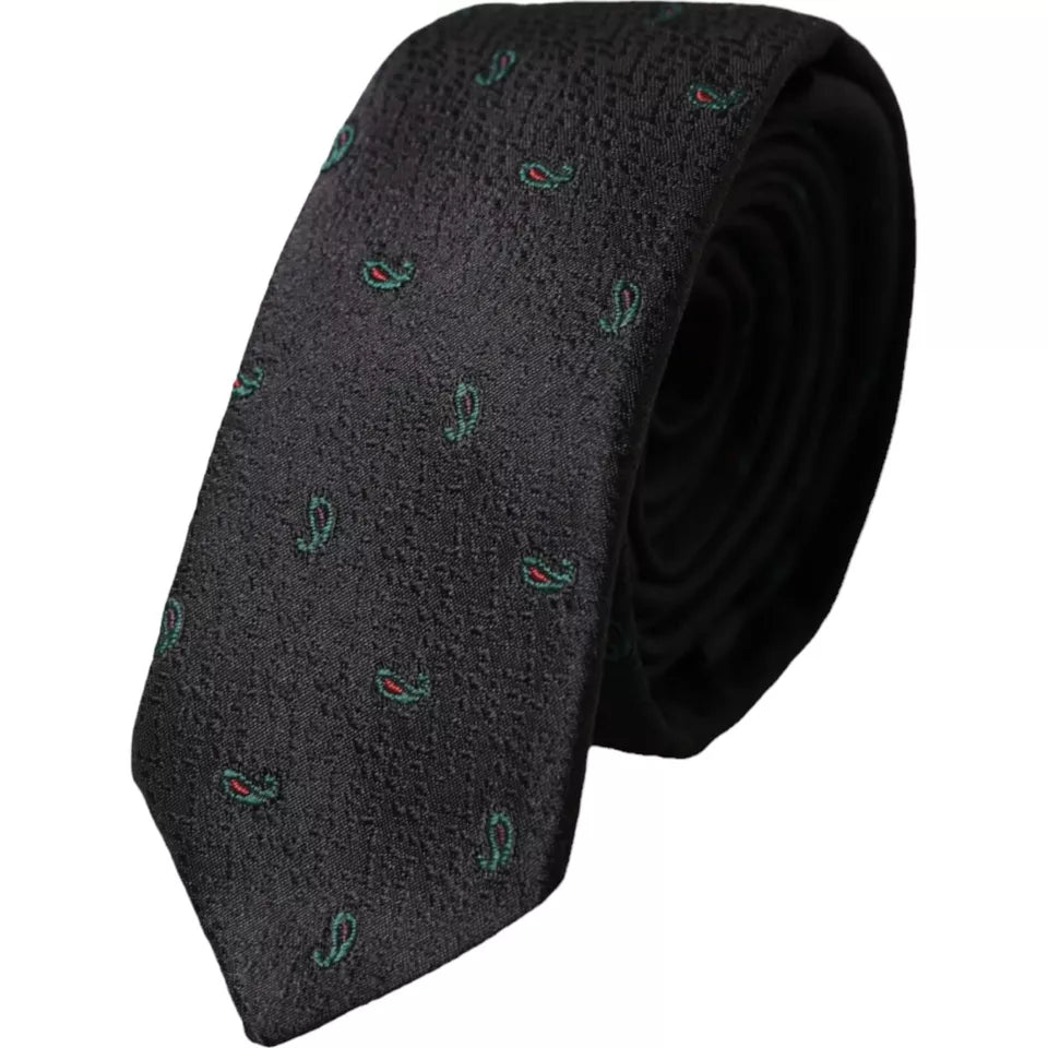 - Black Fantasy 100% Silk Adjustable Men Tie