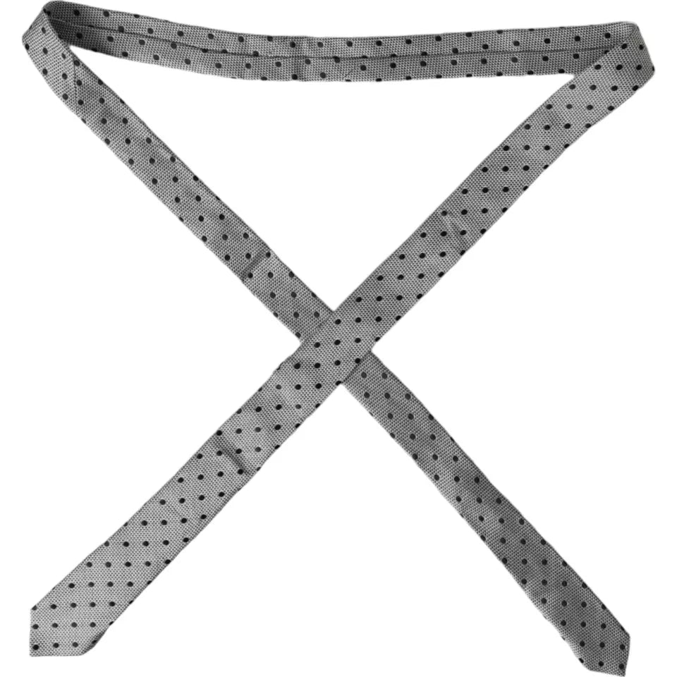 Black White Dot Fantasy Silk Adjustable Men Tie by Dolce & Gabbana