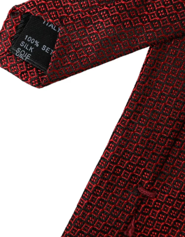 - Red Patterned 100% Silk Adjustable Men Tie