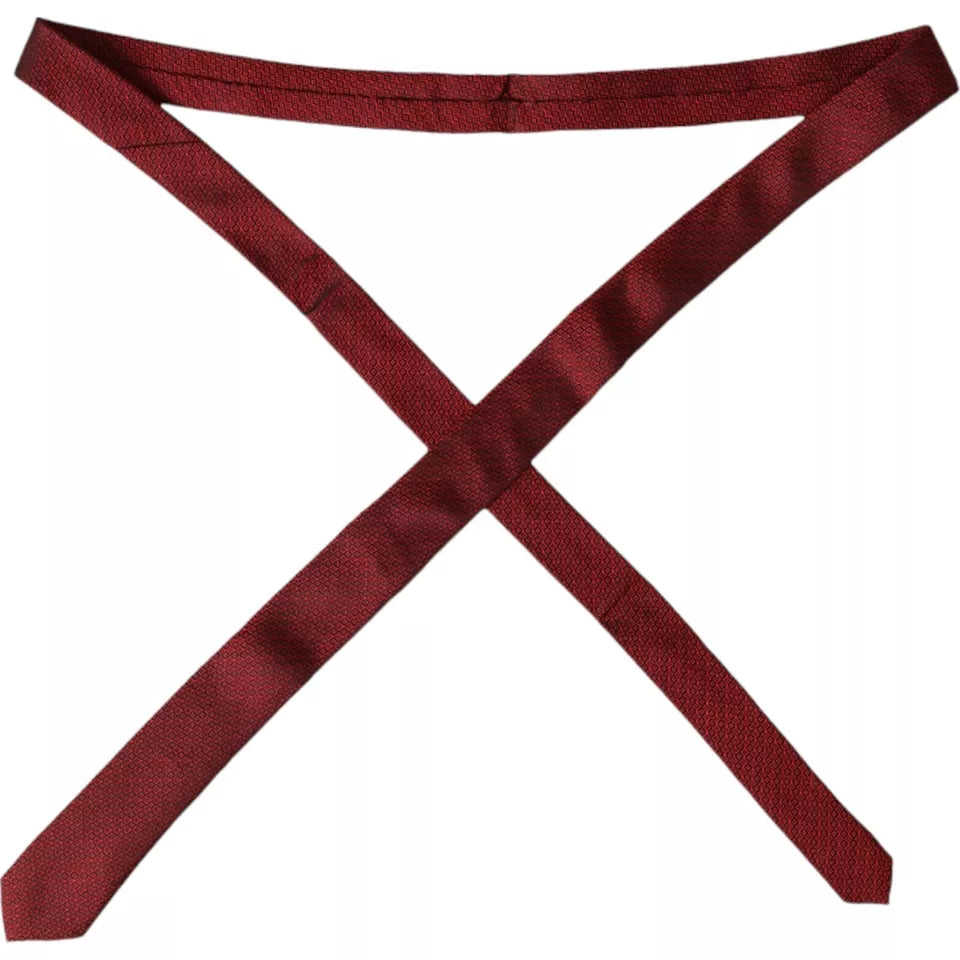 - Red Patterned 100% Silk Adjustable Men Tie