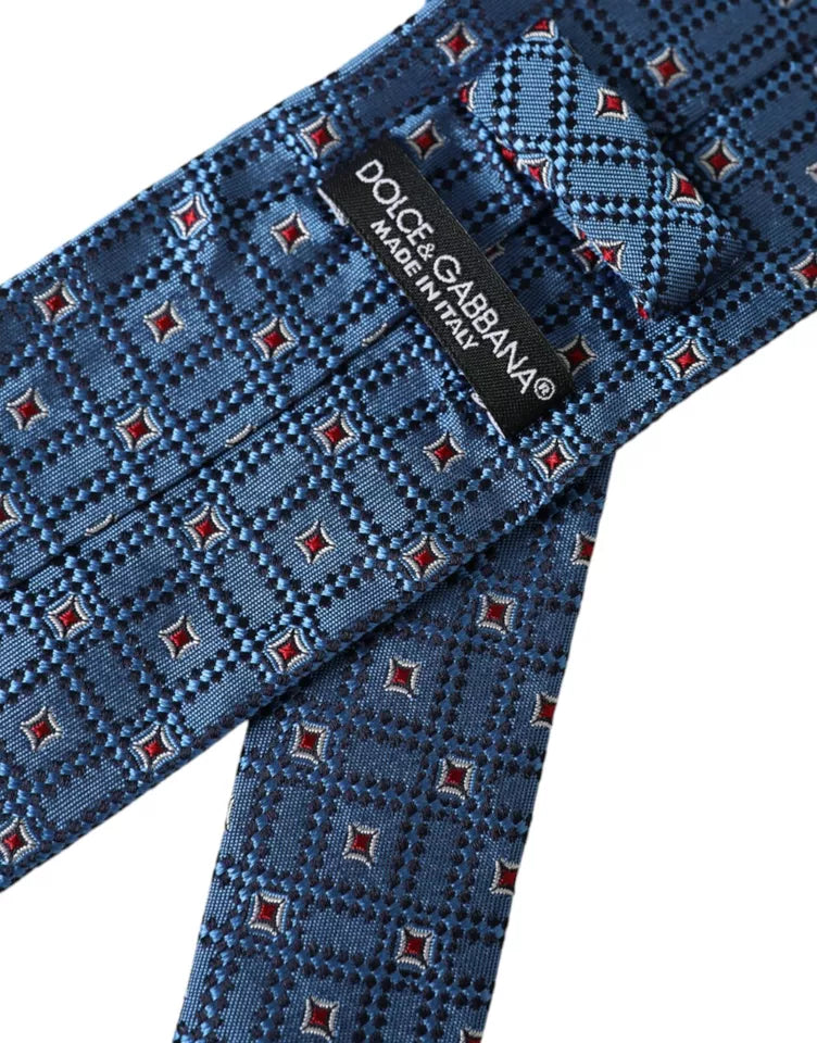 - Blue Patterned 100% Silk Adjustable Men Tie