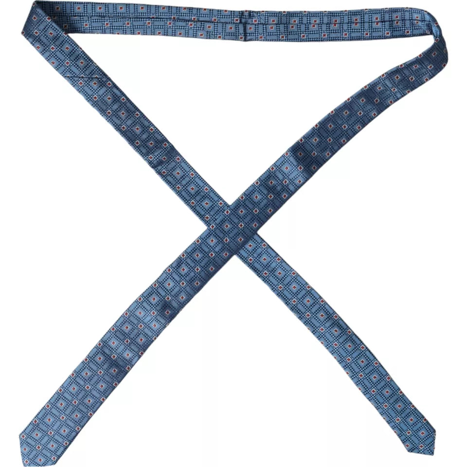 - Blue Patterned 100% Silk Adjustable Men Tie