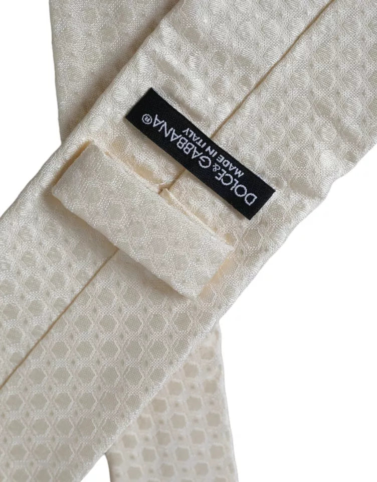 - Off White Silk Adjustable Necktie Men Tie